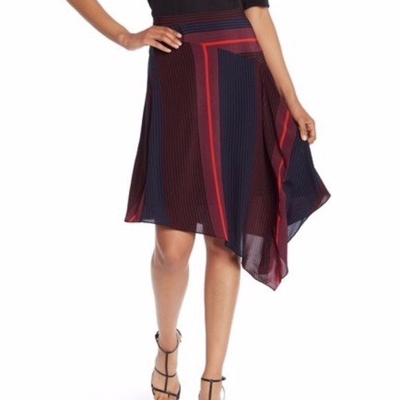 NWT Joie Moni Striped Asymmetric Midi Skirt Sz 00 - Picture 4 of 8